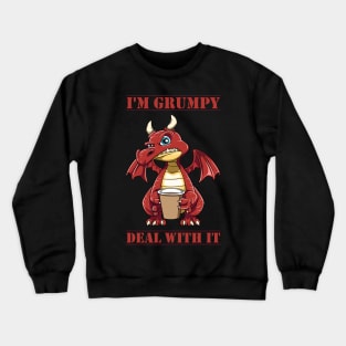 Funny Grumpy Dragon Coffee Lover Hate Morning Fantasy Animal Crewneck Sweatshirt